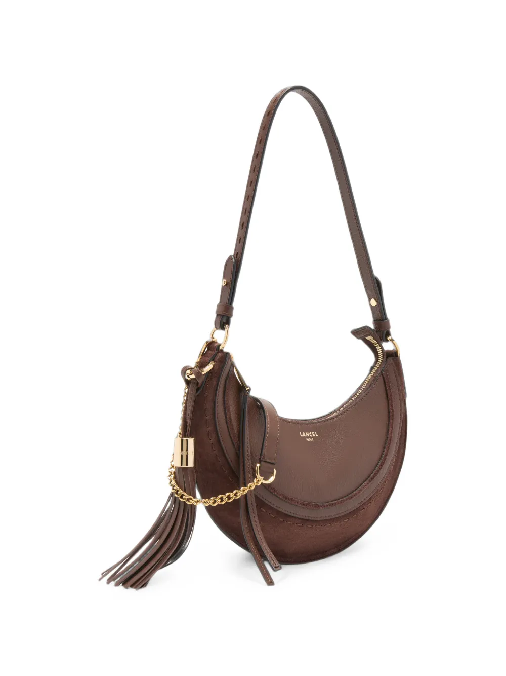 Lancel Kleine Hoboheme leren schoudertas Bruin