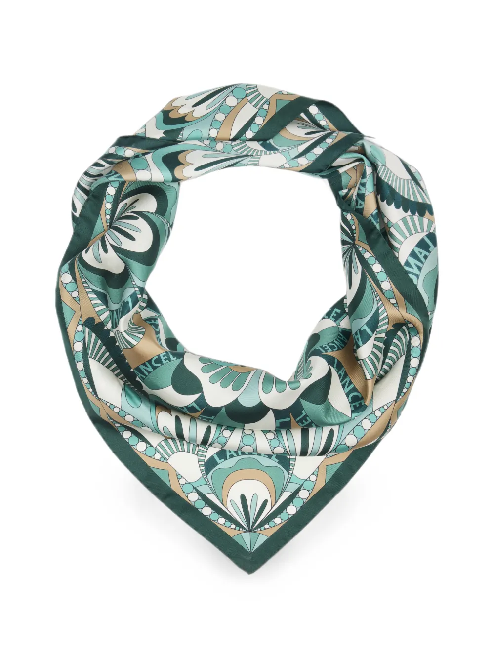 Lancel Zijden sjaal met bloemenprint en logoprint Veelkleurig