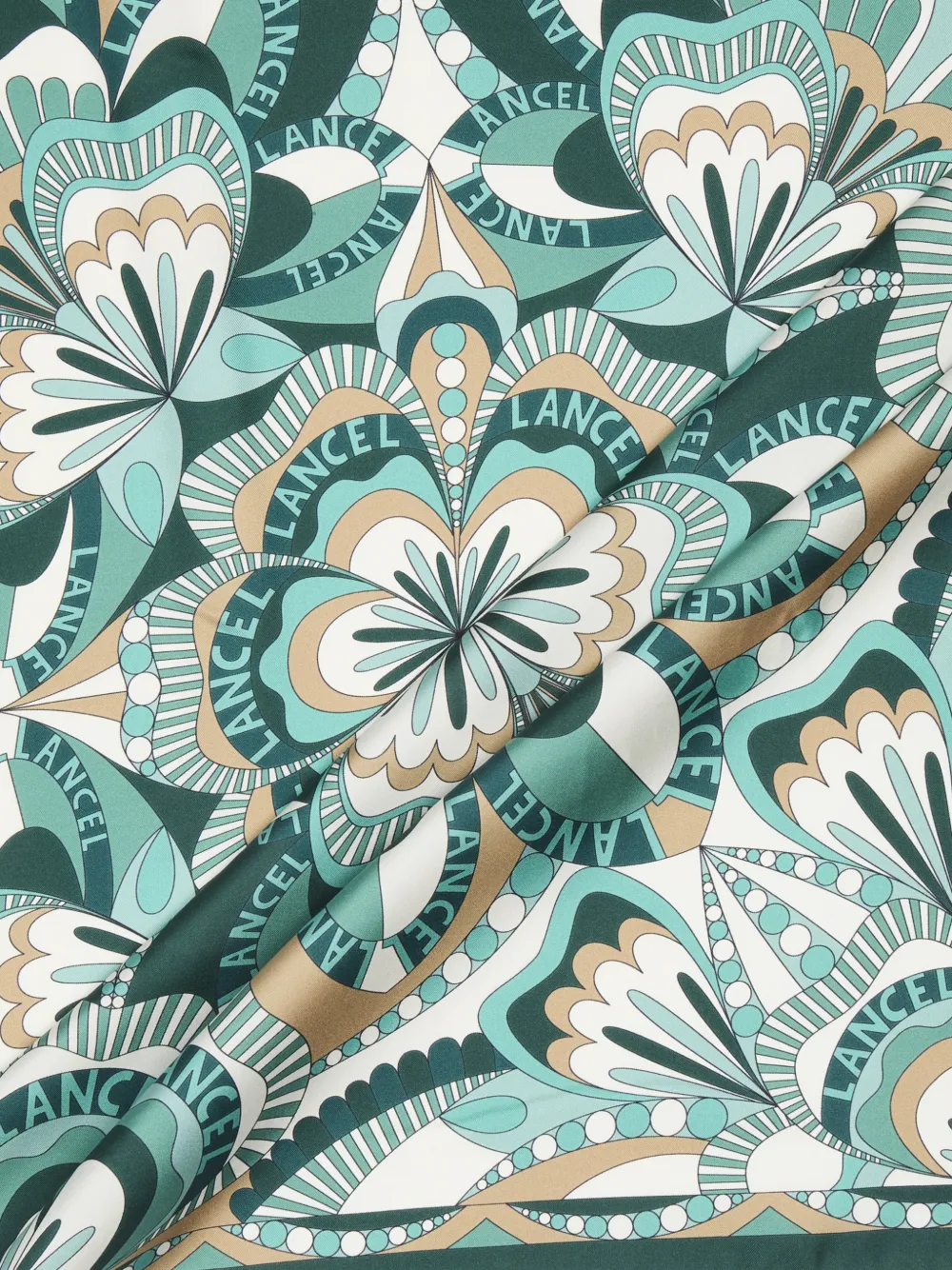 Lancel Zijden sjaal met bloemenprint en logoprint Veelkleurig