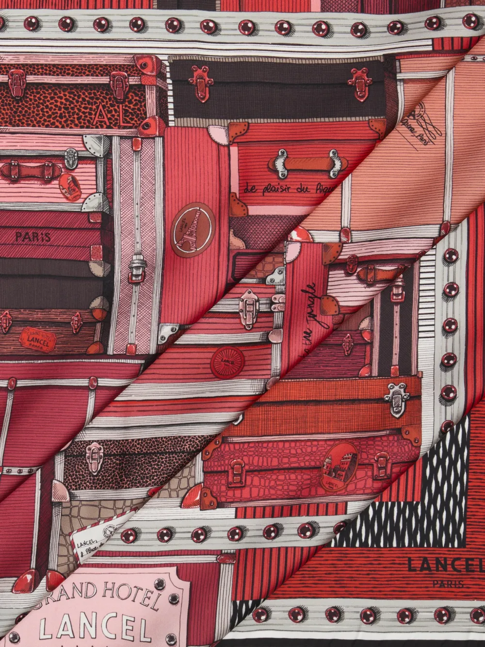 Lancel Grand Hotel zijden sjaal Rood