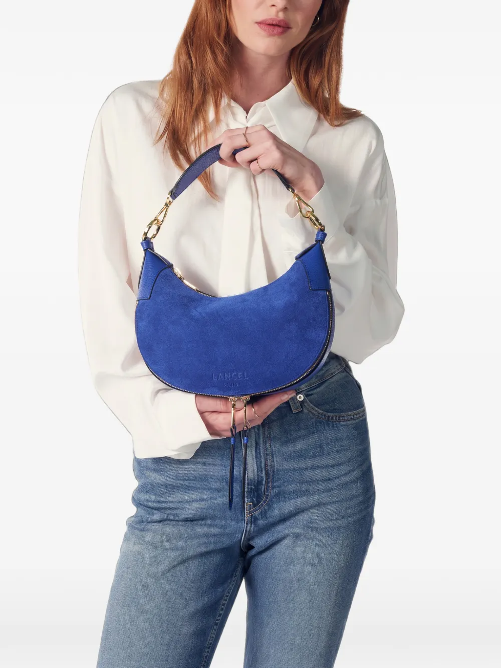 Lancel Kleine Origami leren schoudertas Blauw