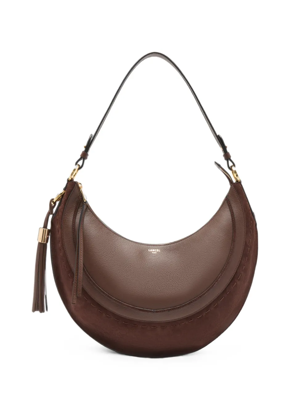 Lancel Medium Hoboheme Leather Shoulder Bag In Brown