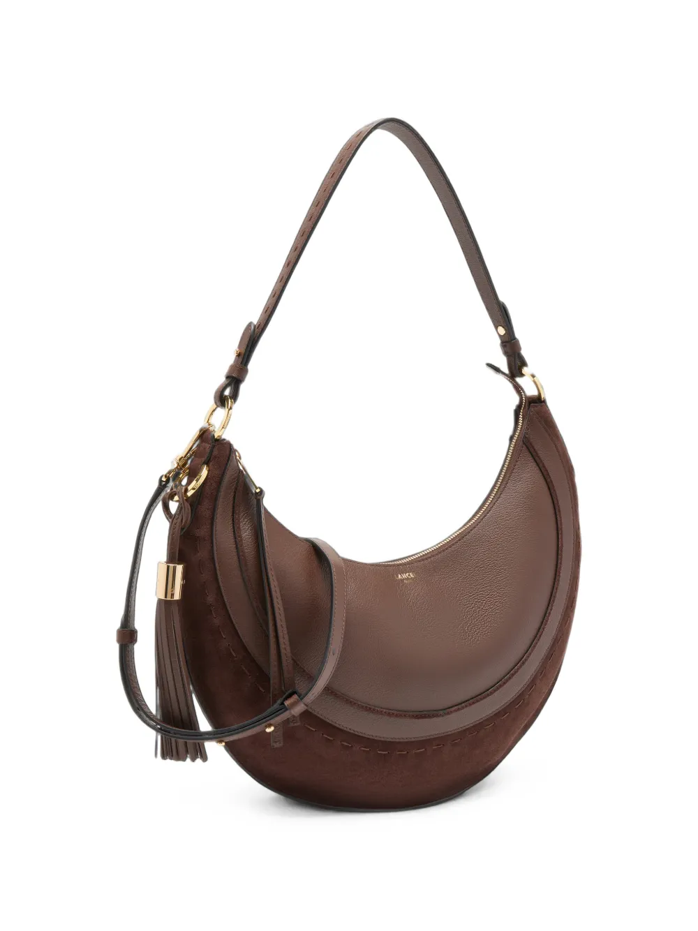 Lancel M leren schoudertas met kwastje Bruin