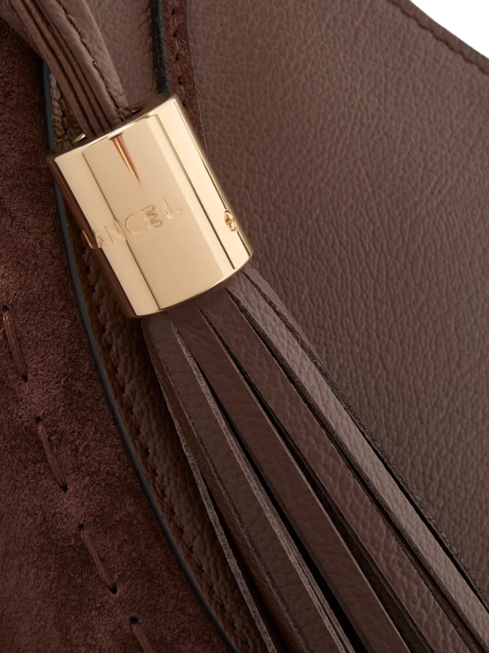Lancel M leren schoudertas met kwastje Bruin
