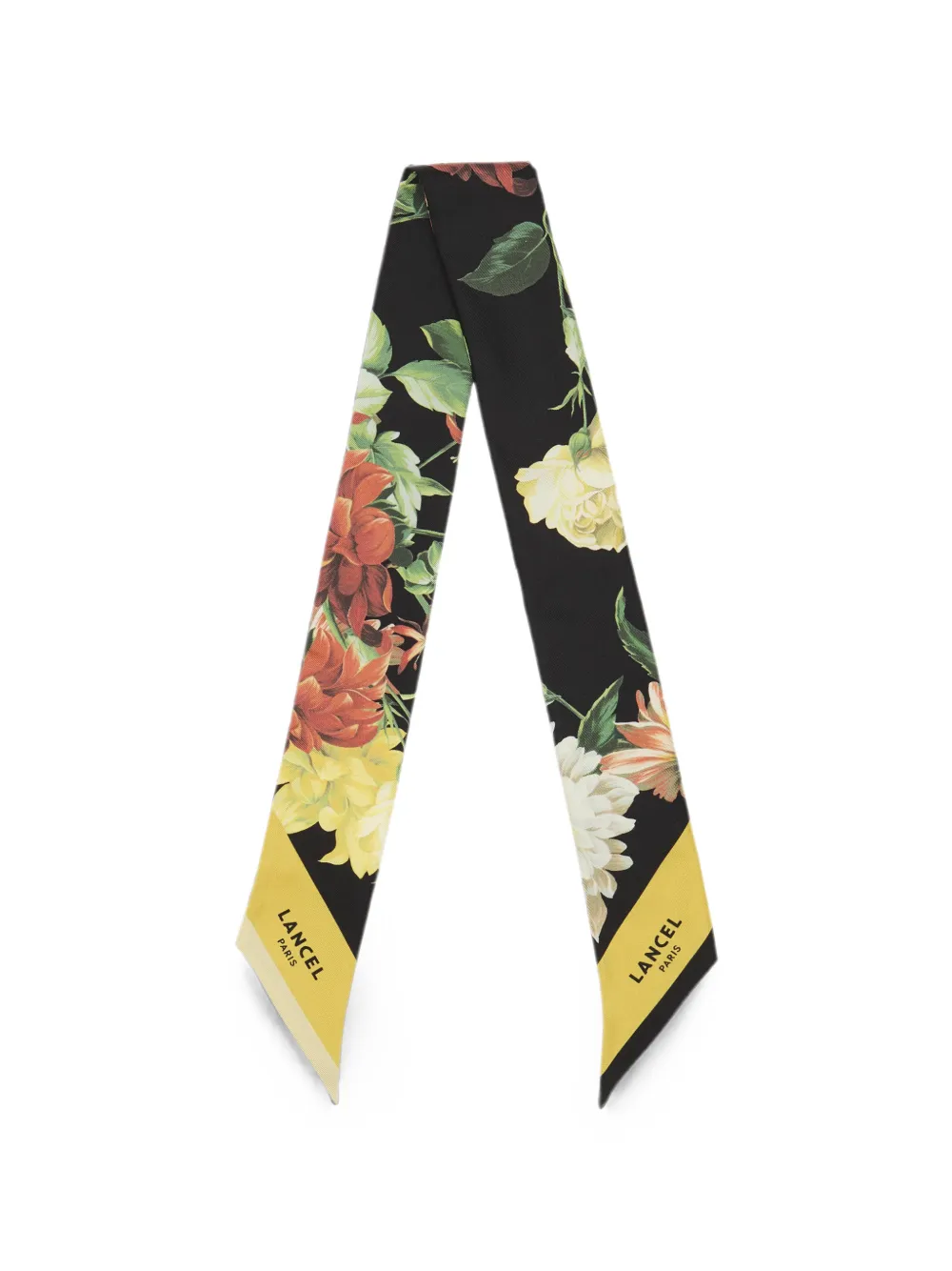Lancel floral-print silk headband - Schwarz