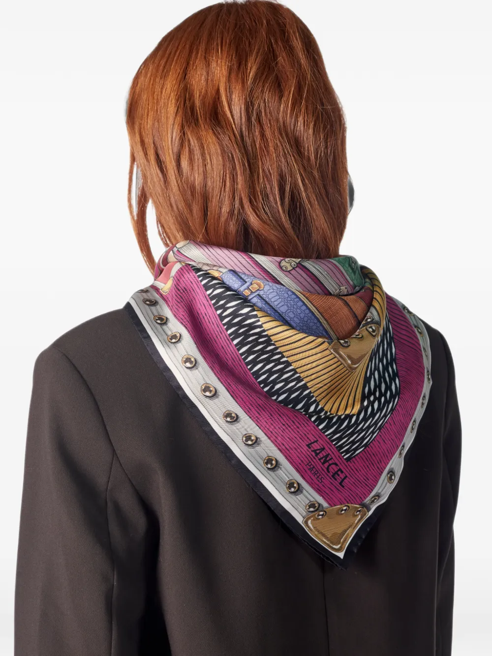 Lancel 90 Square zijden sjaal met print Paars