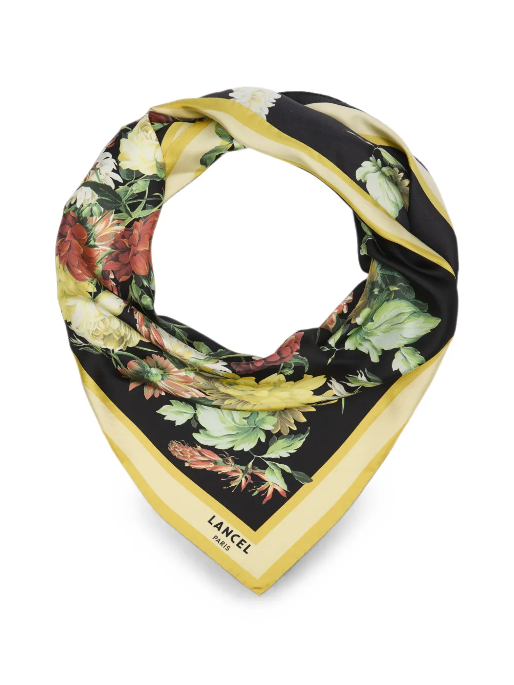 Lancel Sjaal met bloemenprint Zwart