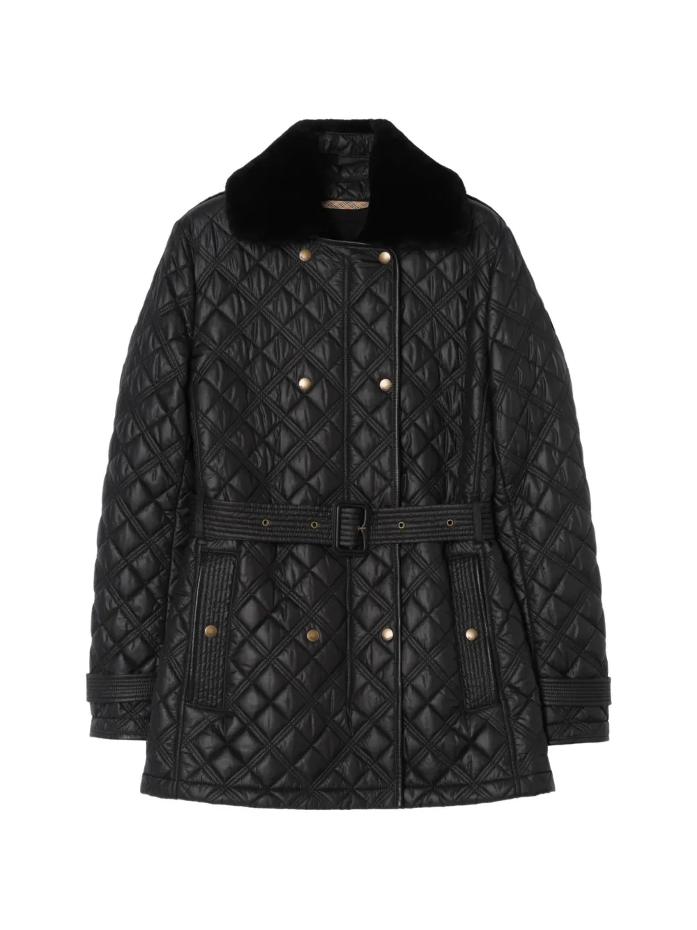 Burberry quilted nylon Rosedale coat - women - Polyamide/Polyester/Polyester/Polyester/Lamb Shearling/Calf Leather/Calf Leather/Zinc Alloy/Brass/...