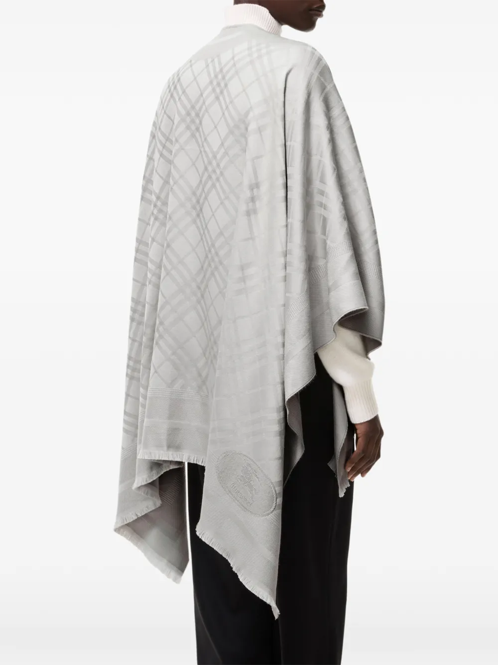 Burberry Geruite wollen kasjmier cape Grijs