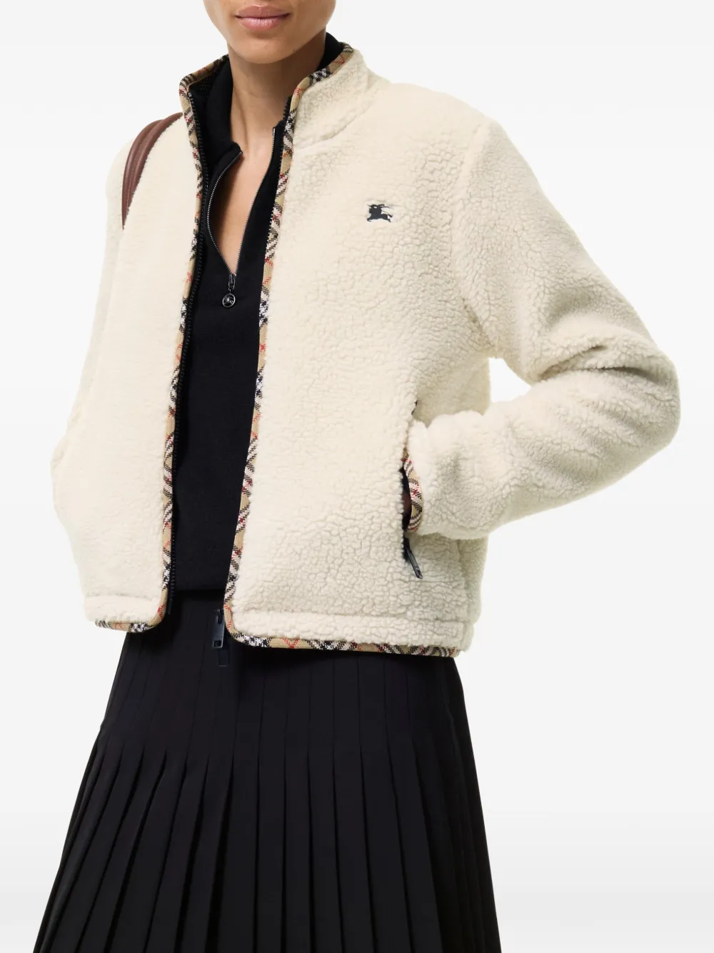 Burberry Cropped fleece jack van wol-kasjmierblend Beige