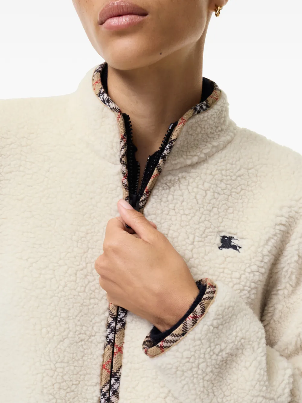 Burberry Cropped fleece jack van wol-kasjmierblend Beige