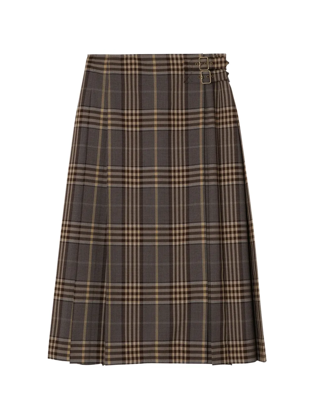 Burberry check wool midi kilt - Marrone