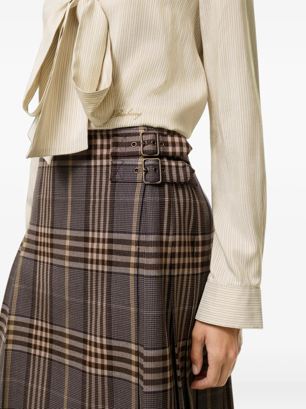 Burberry check wool midi kilt Bruin