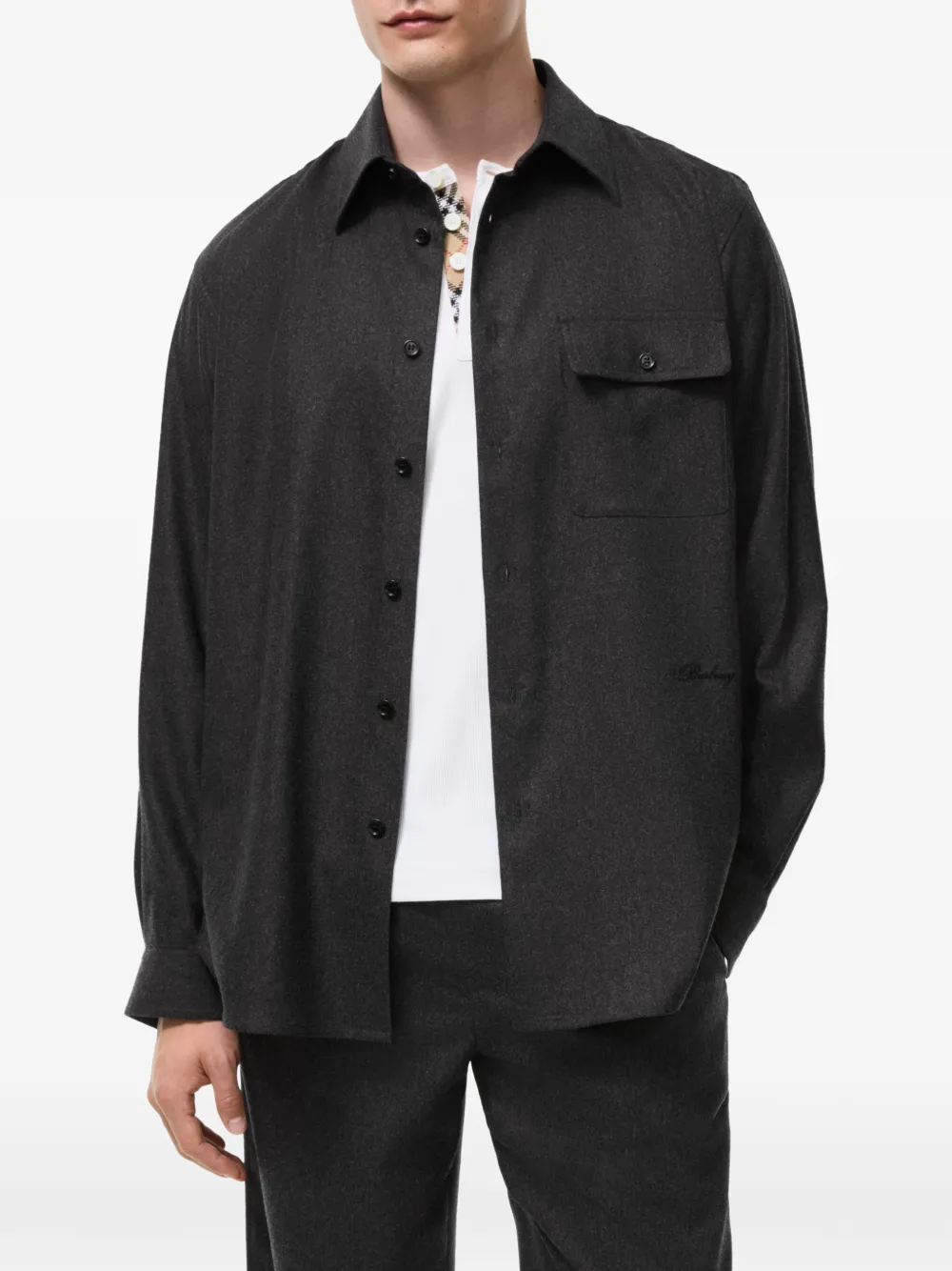 Burberry Wollen kasjmier shirtjack Grijs