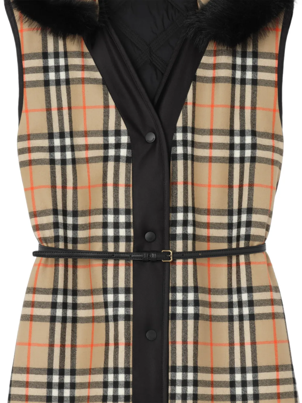 Burberry Omkeerbaar geruite bodywarmer met capuchon Beige