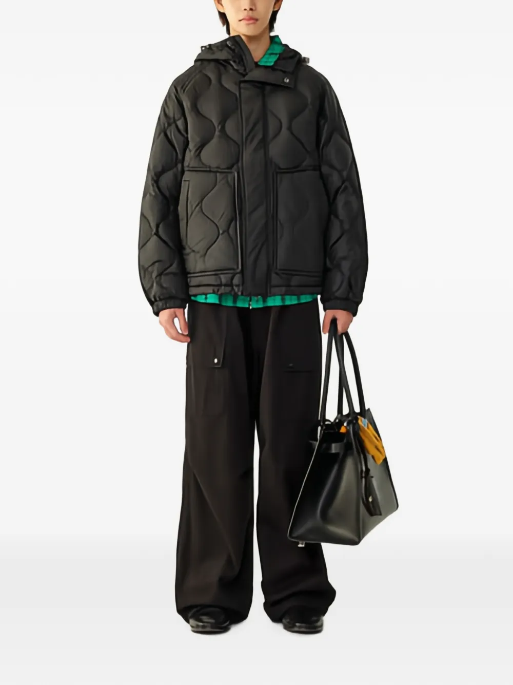 TOMBOY quilted hooded jacket Zwart