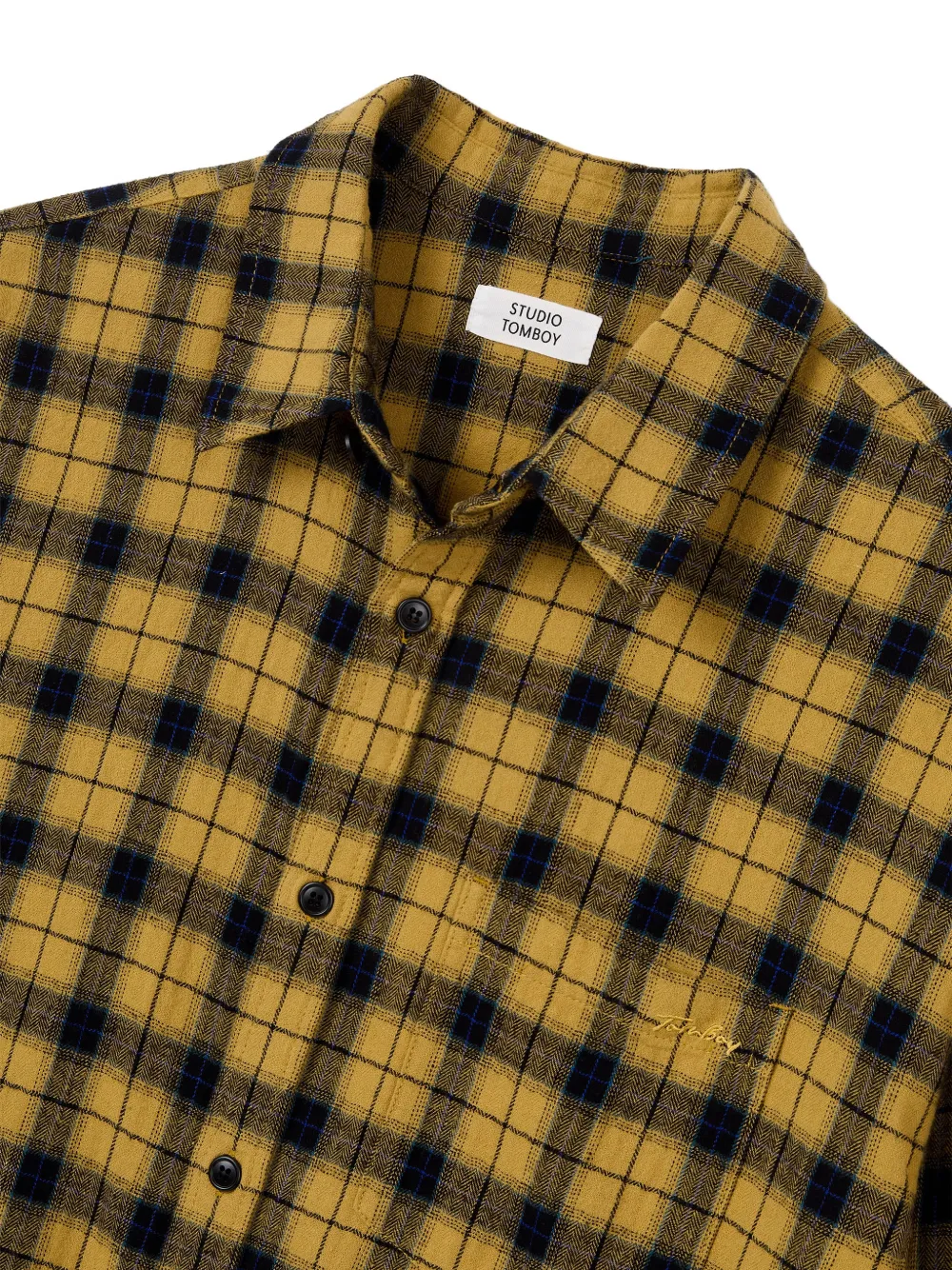 TOMBOY washed check-pattern shirt Geel