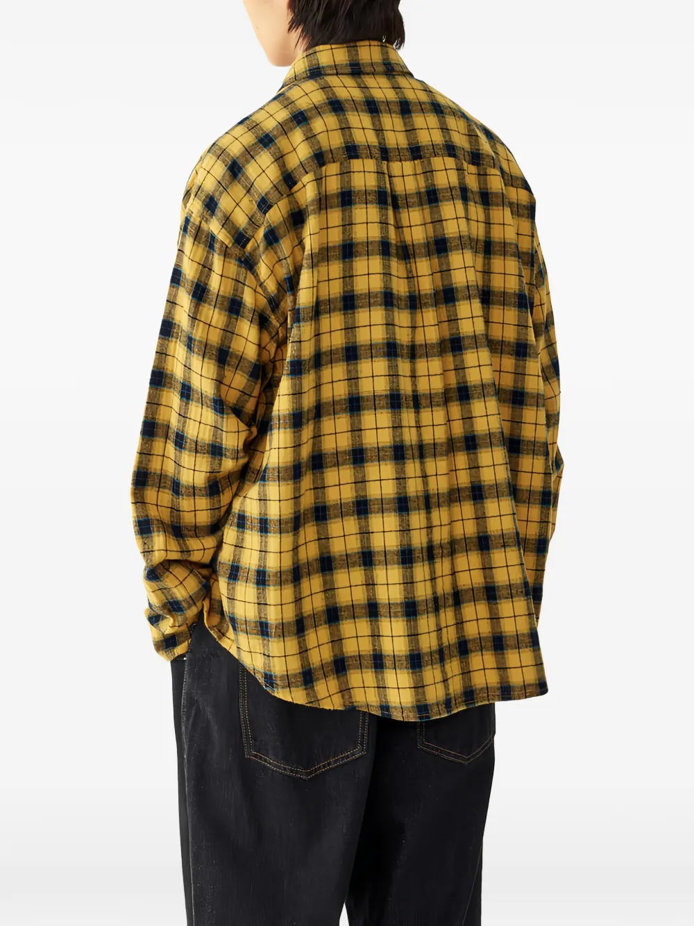 TOMBOY washed check-pattern shirt Geel