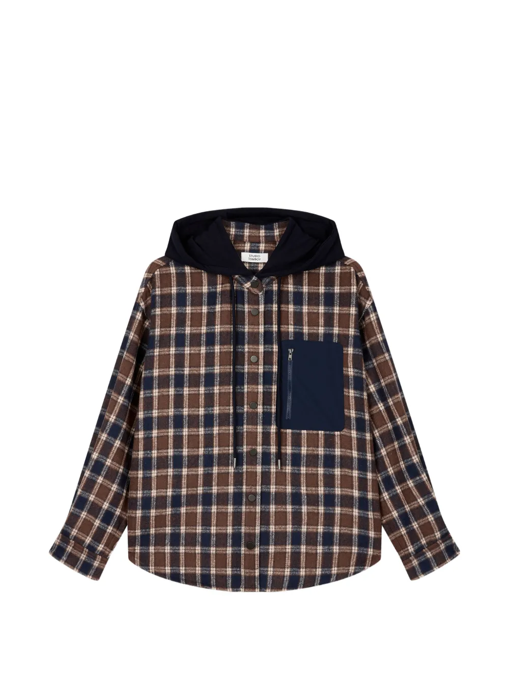 TOMBOY check-pattern hooded shirt