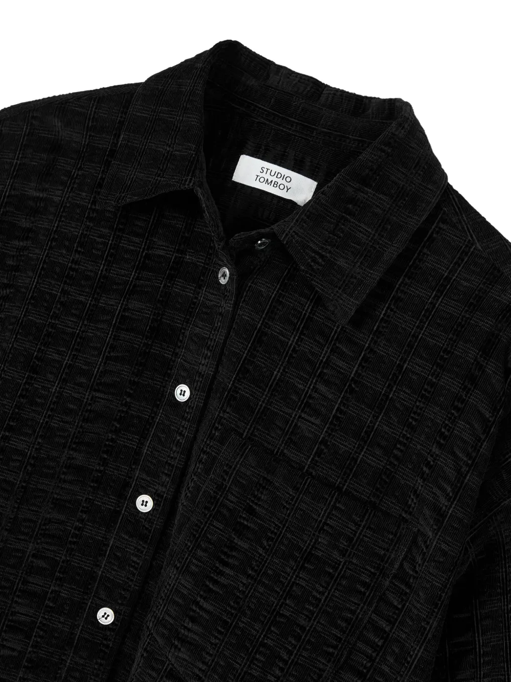 TOMBOY Ribfluwelen blouse met trekkoord Zwart