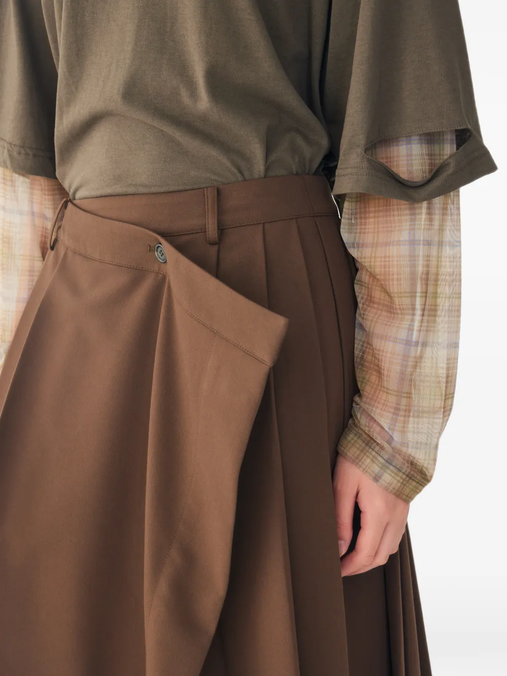 TOMBOY Unbalanced midi-omslagrok Bruin