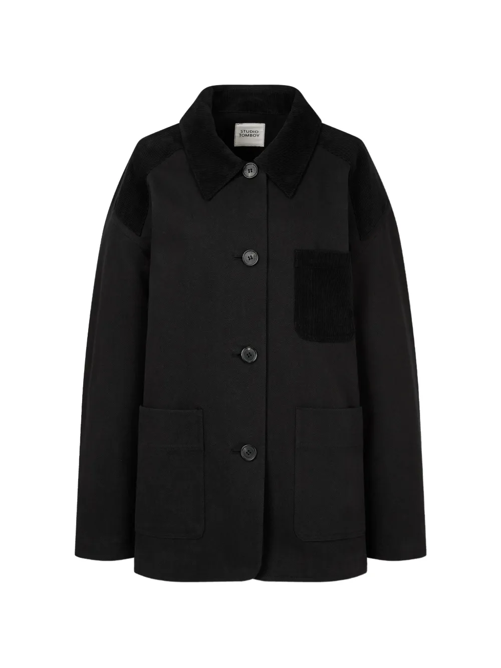 TOMBOY corduroy-panelled patch-pocket jacket - Schwarz