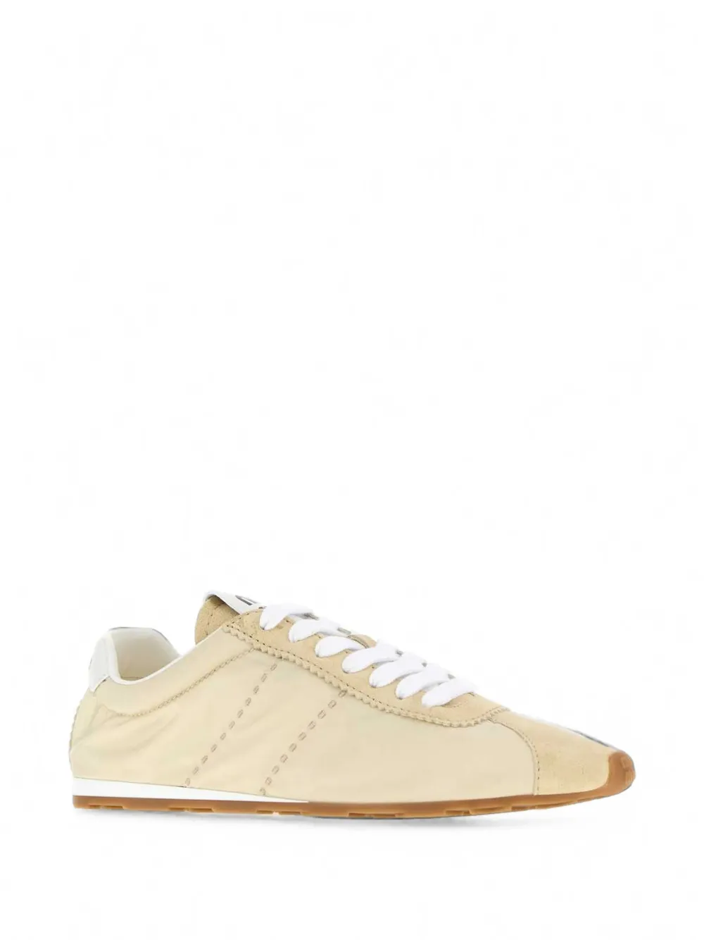 Miu Plume lace-up suede sneakers Beige
