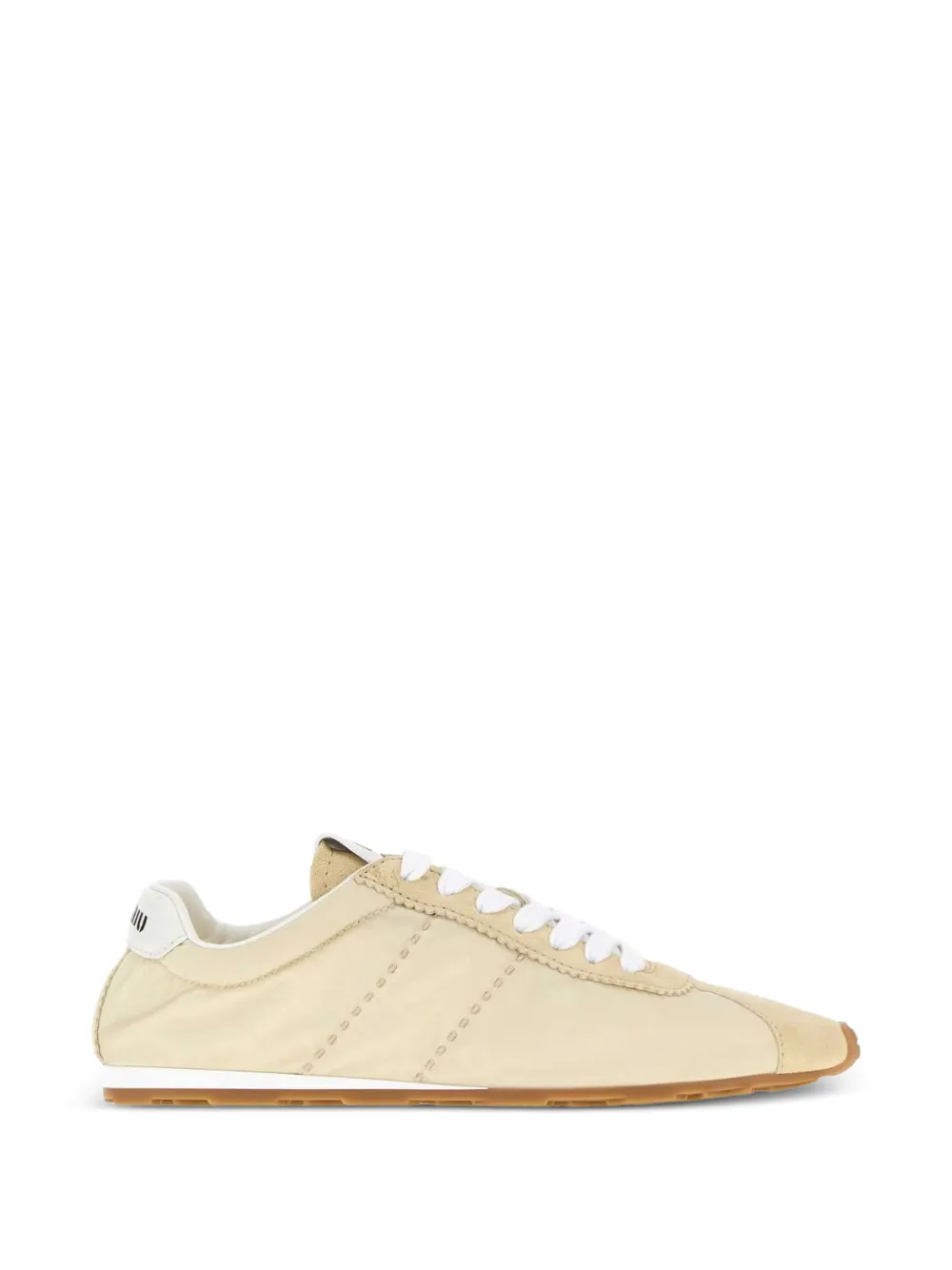 Miu Plume lace-up suede sneakers Beige