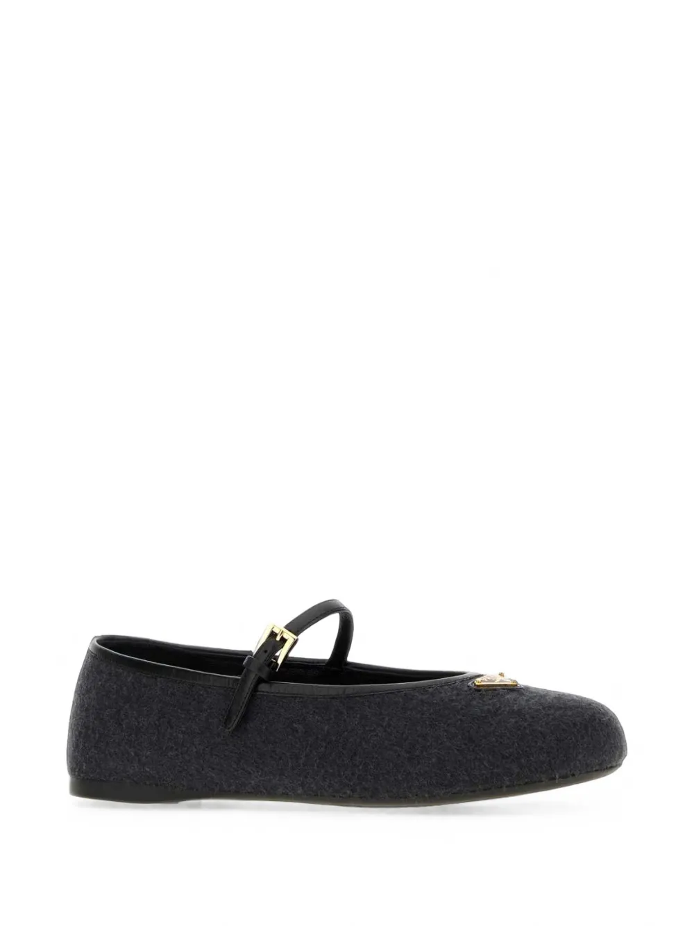 Prada buckle-strap cashmere ballet flats Grijs