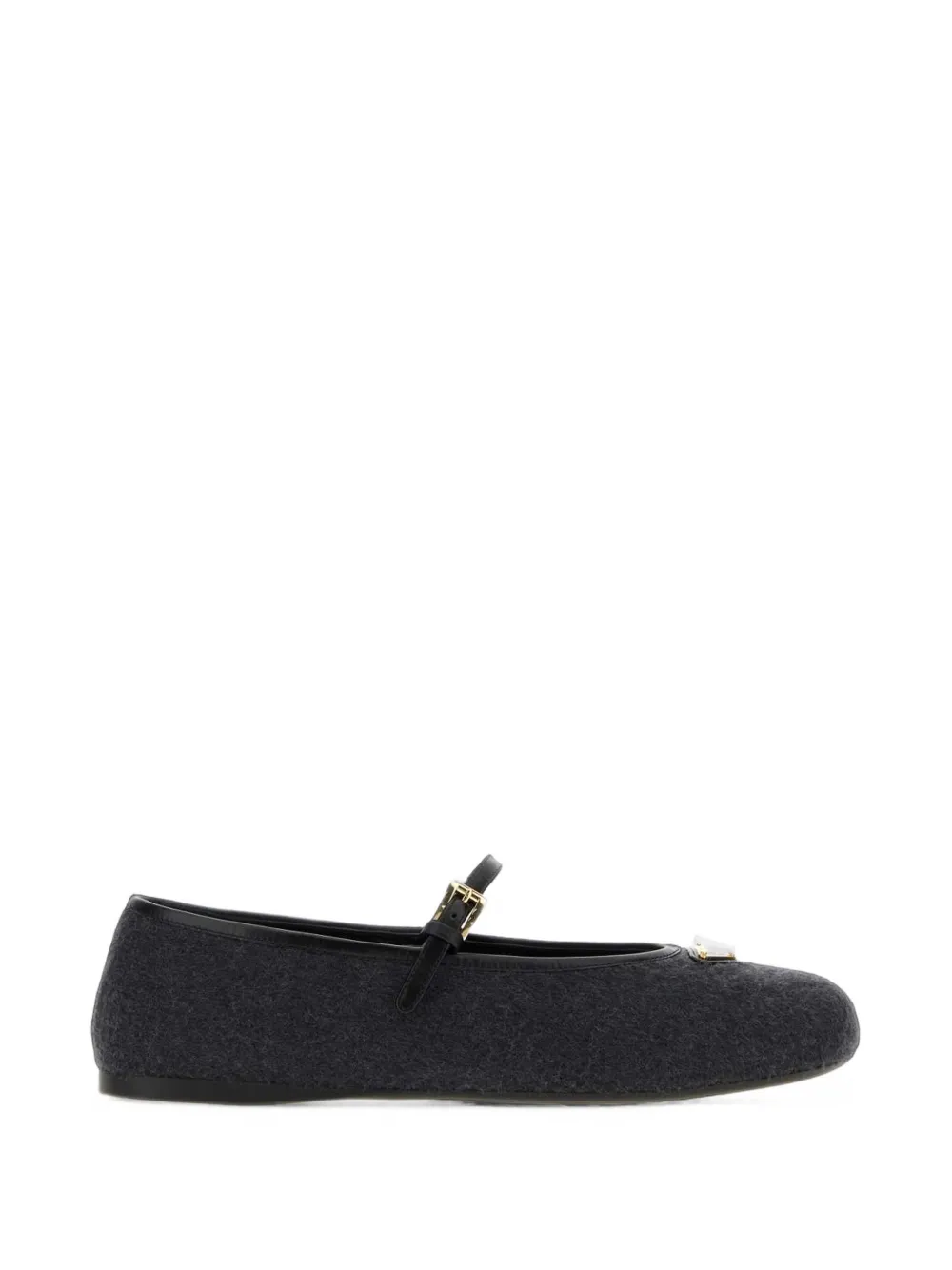 Prada buckle-strap cashmere ballet flats - Grigio
