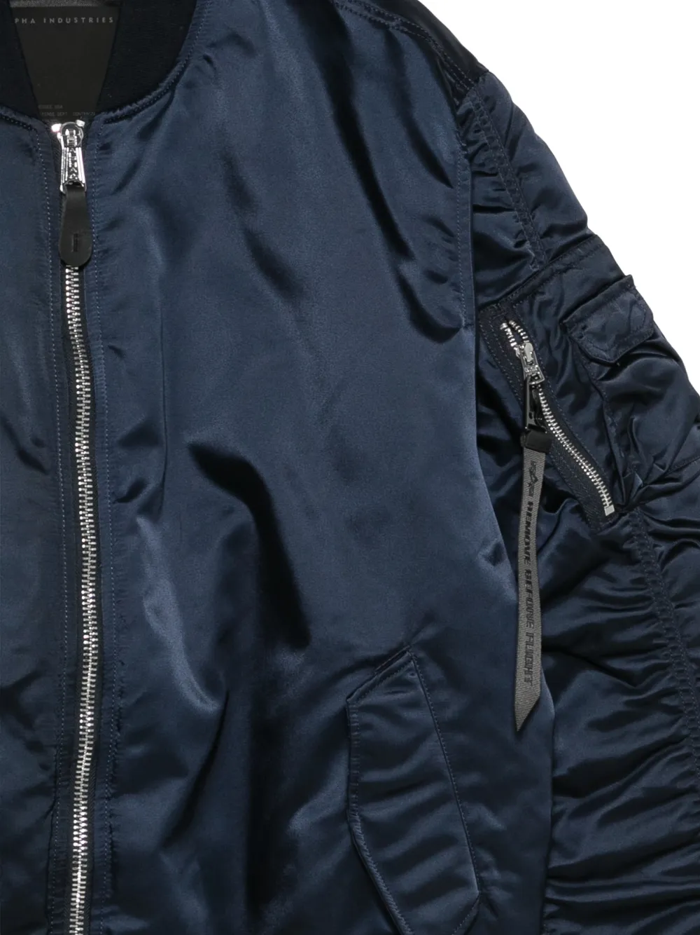 Alpha Industries ruched-sleeve bomber jacket Blauw