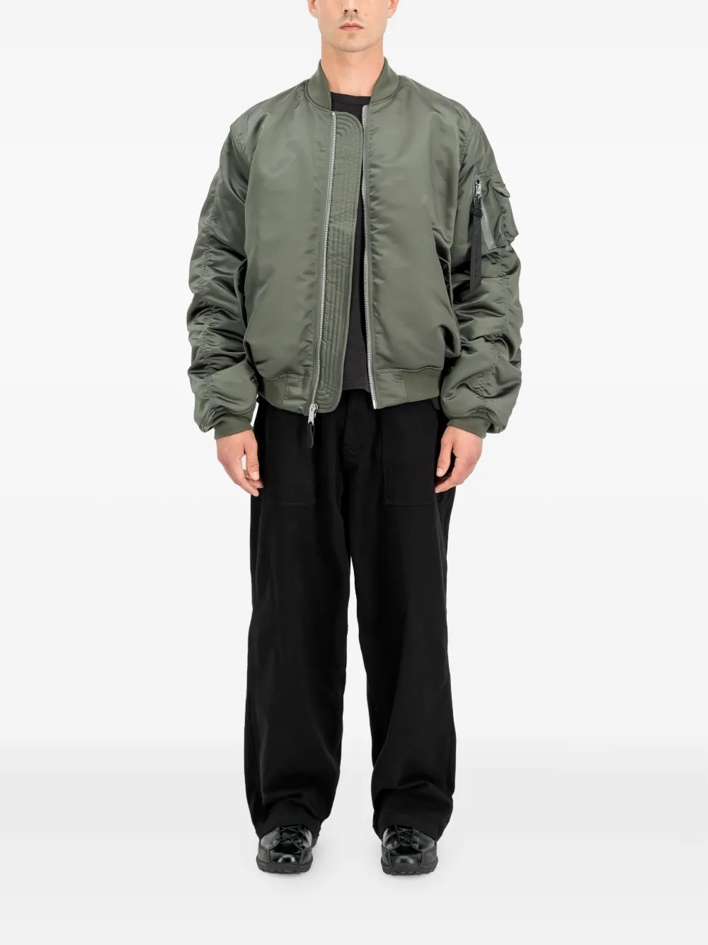 Alpha Industries Bomberjack met ruches Groen