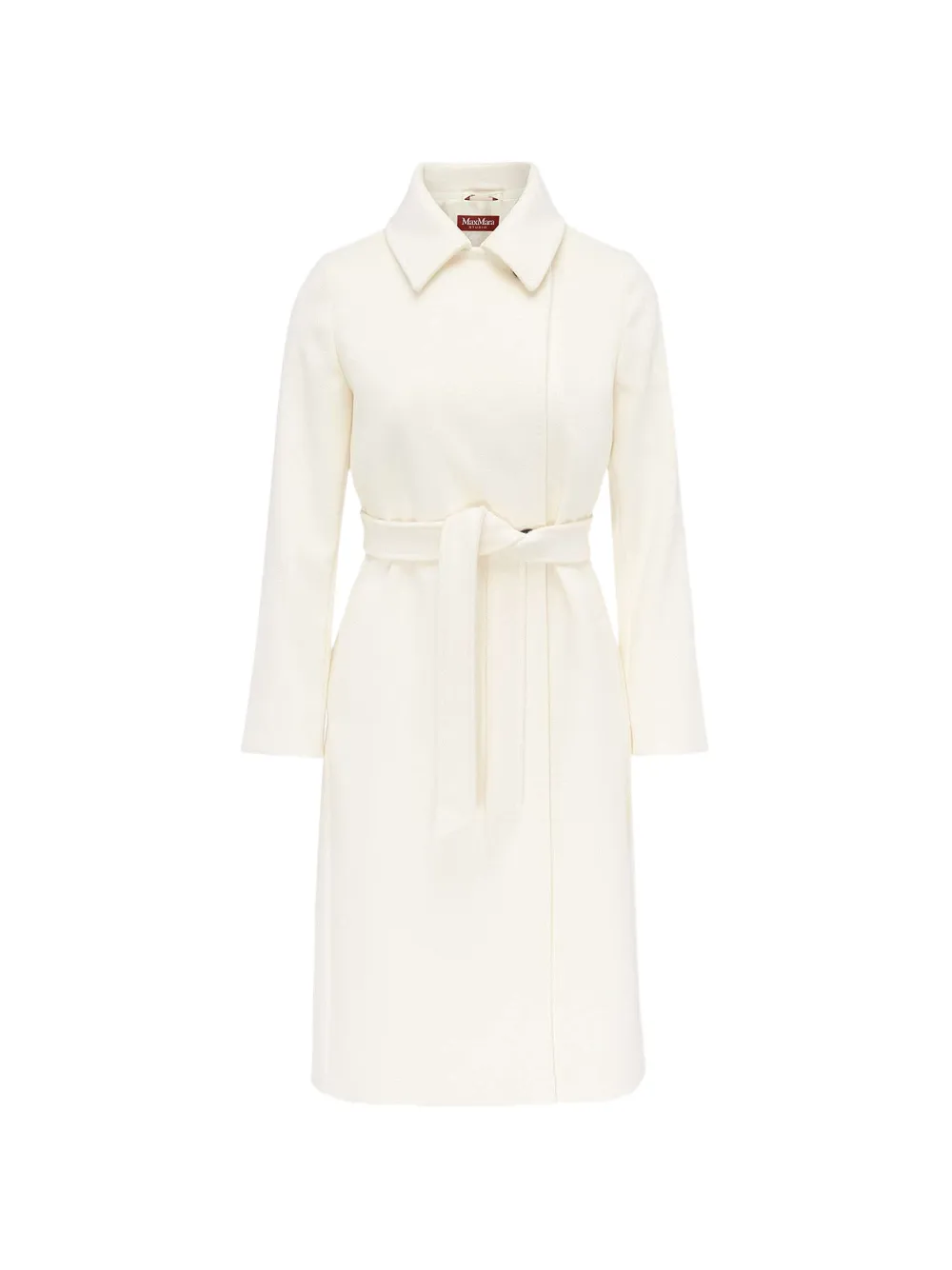 Max Mara double-breasted belted virgin-wool coat - Weiß
