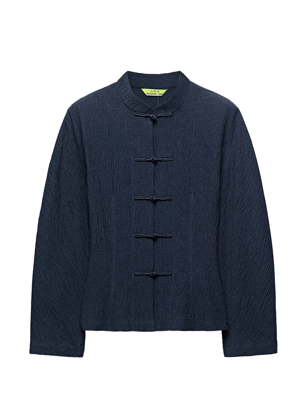 Shanghai Tang Frog-fastening Seersucker Blouse In Blue