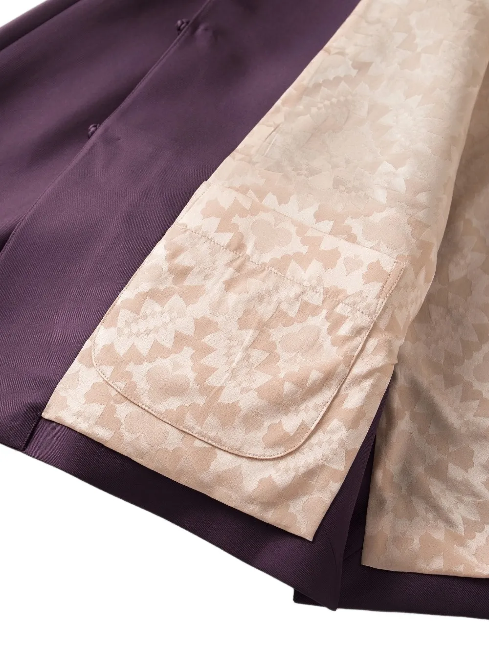 Shanghai Tang Twill jack met kikkersluiting en kralen Paars
