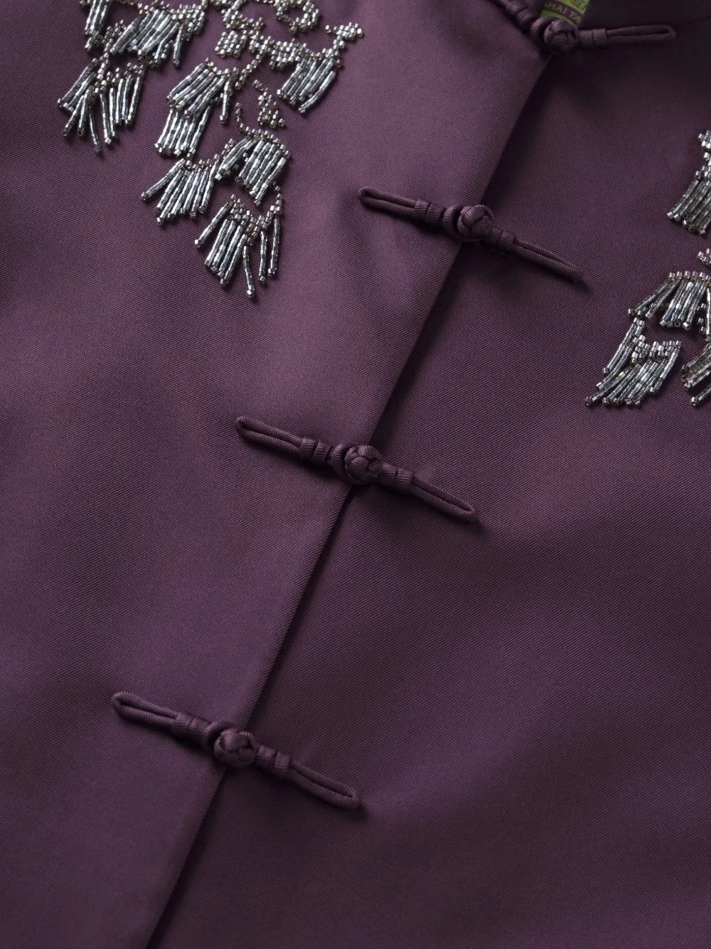 Shanghai Tang Twill jack met kikkersluiting en kralen Paars