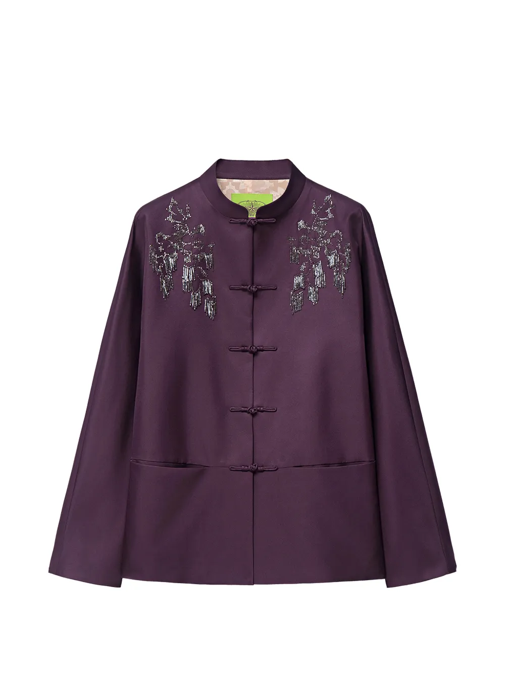 Shanghai Tang Beaded Twill Embellished Frog-fastening Jacket In Purple