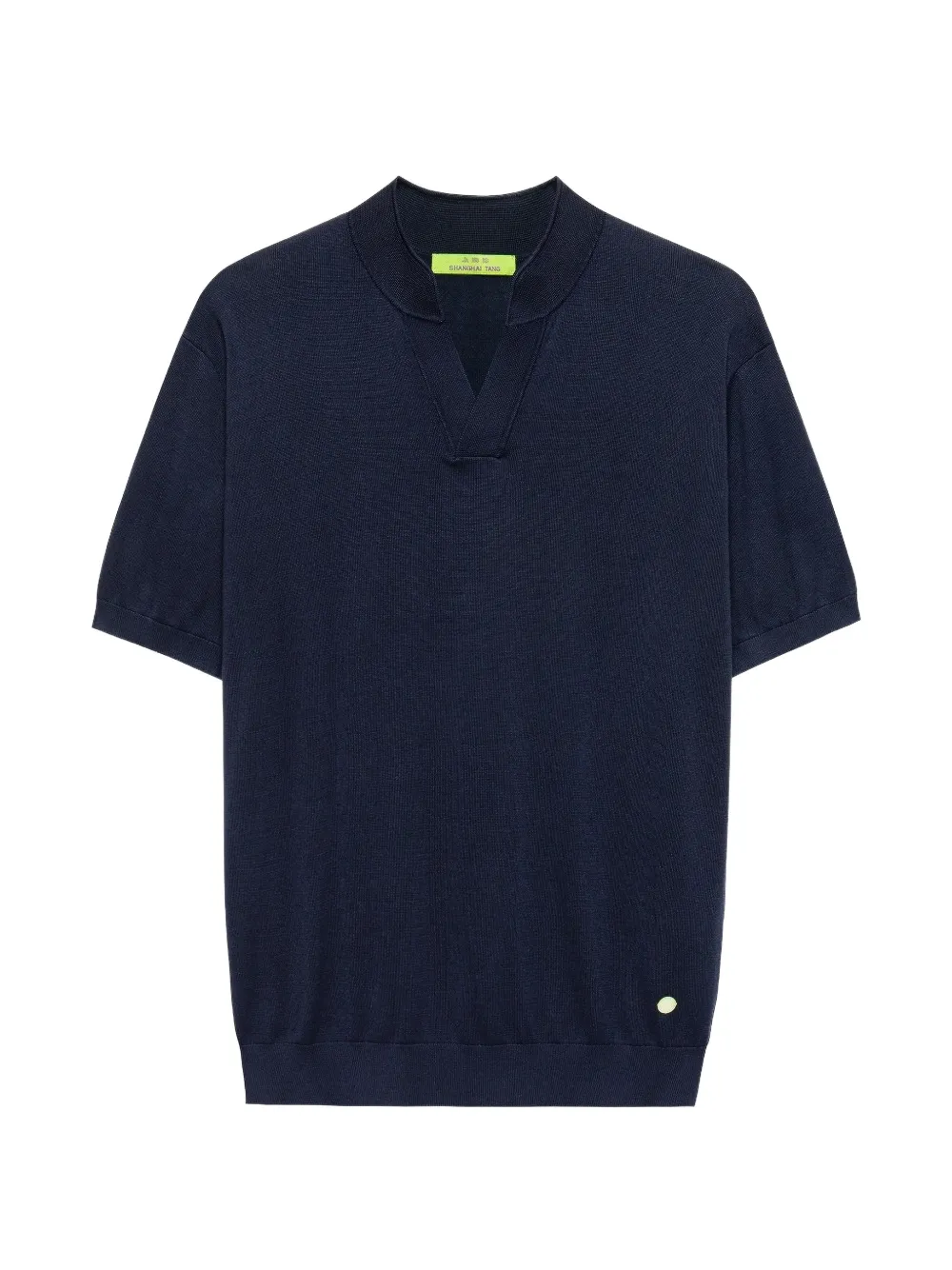Shanghai Tang Mandarin Contrast-stitch Silk T-shirt In Blue
