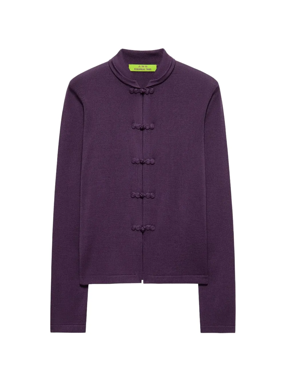 Shanghai Tang Frog-button Silk Cardigan In Purple
