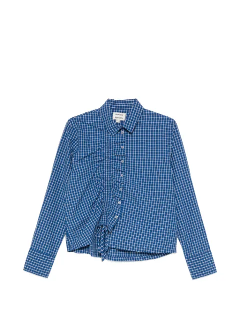 DAMSON MADDER Talia ruched shirt blue check