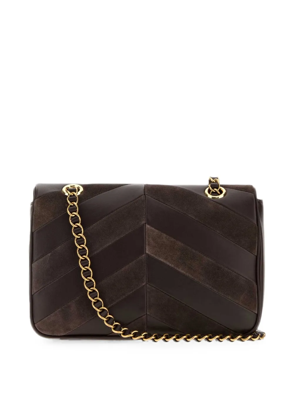 Valentino Garavani Djuna medium suède en nappa tas met chevron patroon Bruin