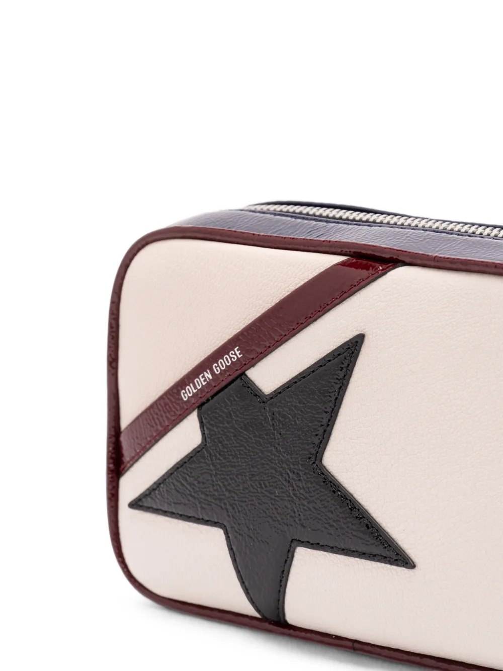 Golden Goose Star mini-tas van leer met zwarte ster en bordeauxrode en donkerblauwe details Beige