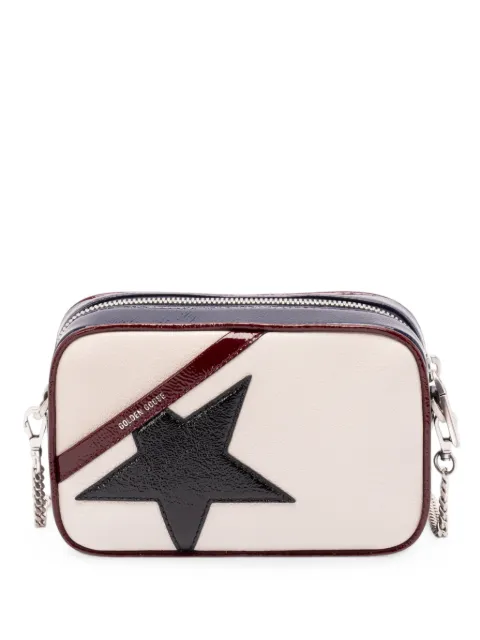Golden Goose mini Star bag in butter-white leather with black star and burgundy and dark blue details