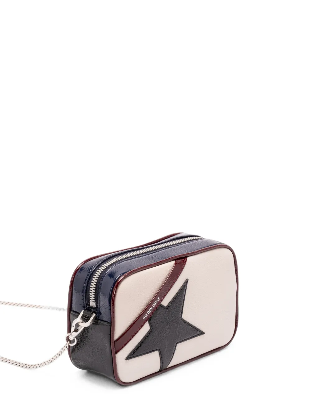 Golden Goose Star mini-tas van leer met zwarte ster en bordeauxrode en donkerblauwe details Beige