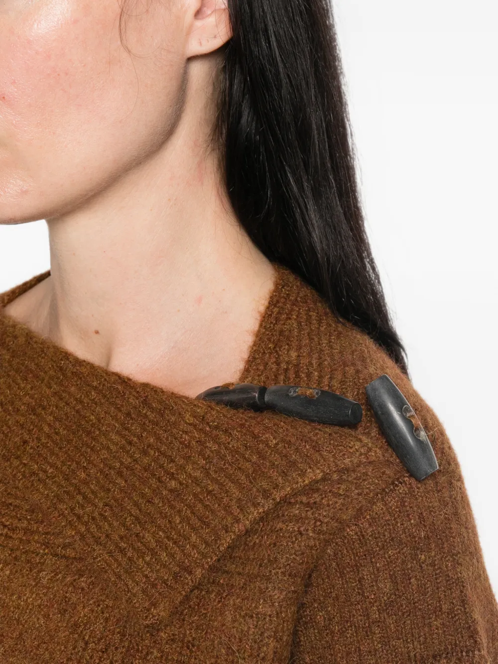 ISABEL MARANT Thais ribgebreide trui met houtje-touwtje sluiting Bruin