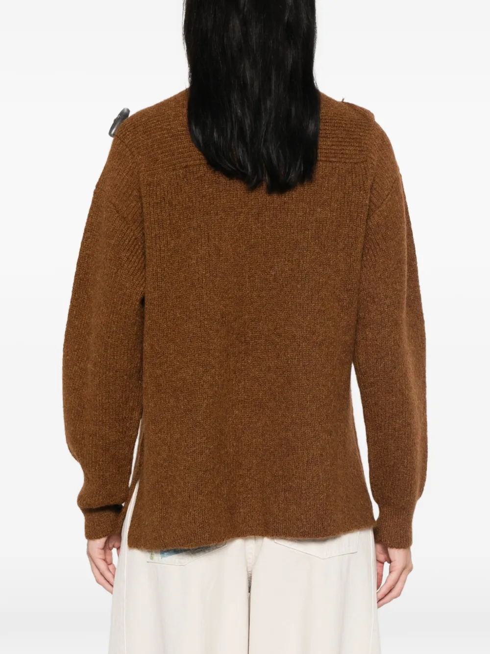 ISABEL MARANT Thais ribgebreide trui met houtje-touwtje sluiting Bruin