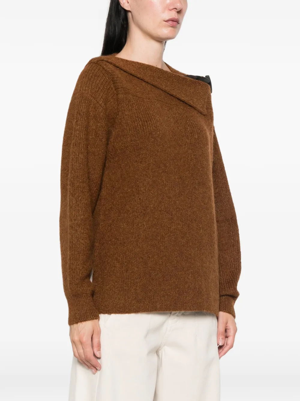 ISABEL MARANT Thais ribgebreide trui met houtje-touwtje sluiting Bruin