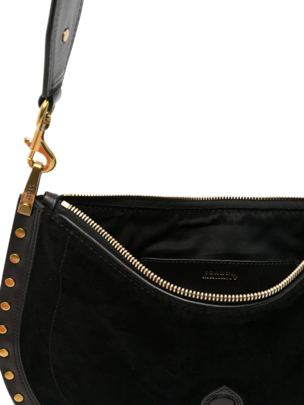 ISABEL MARANT Oskan Soft leren schoudertas met studs Zwart