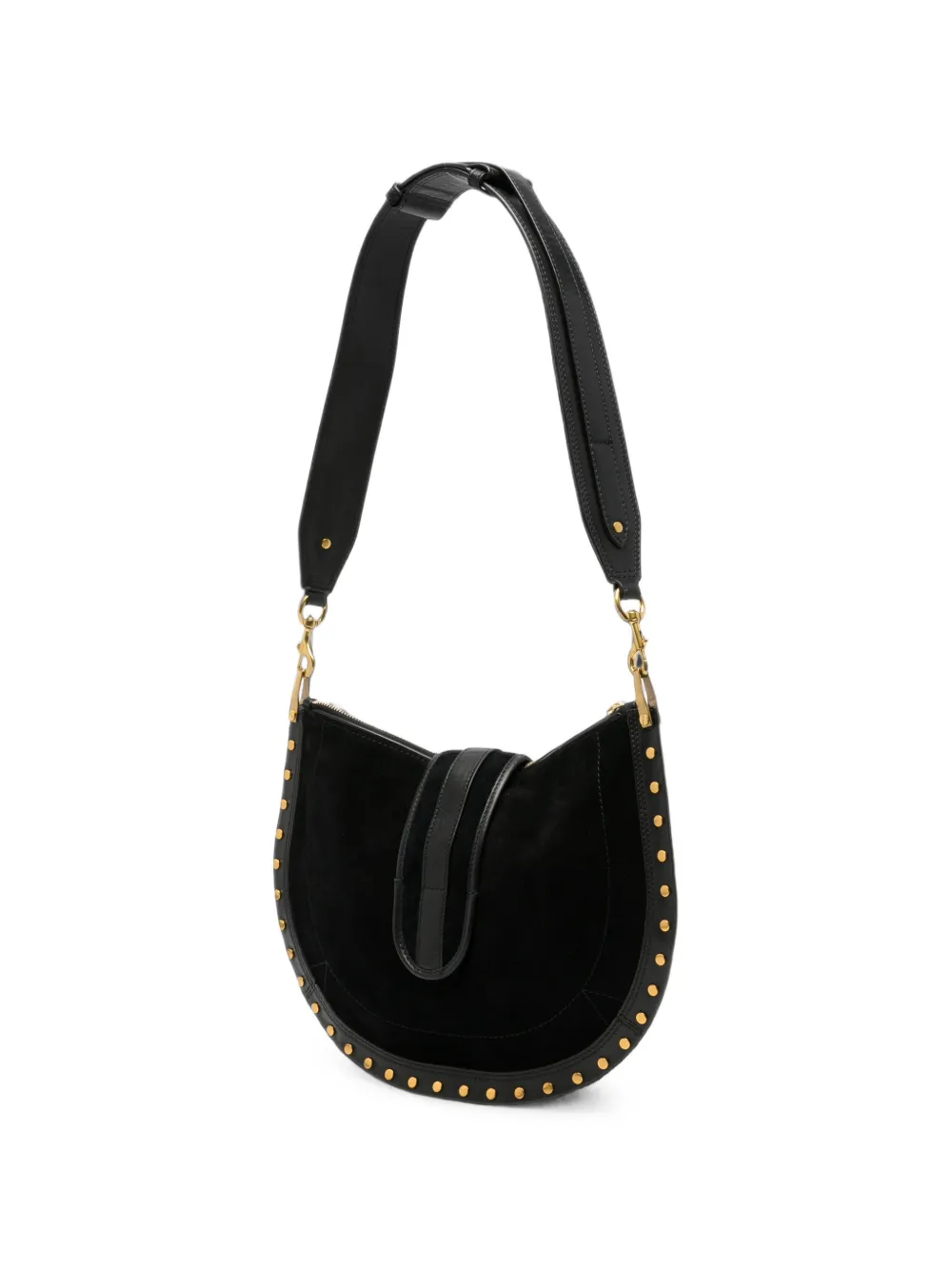 ISABEL MARANT Oskan Soft leren schoudertas met studs Zwart