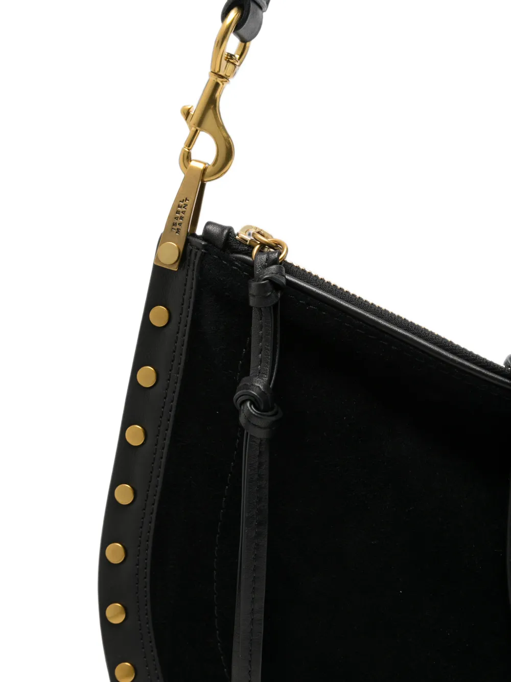 ISABEL MARANT Oskan Soft leren schoudertas met studs Zwart